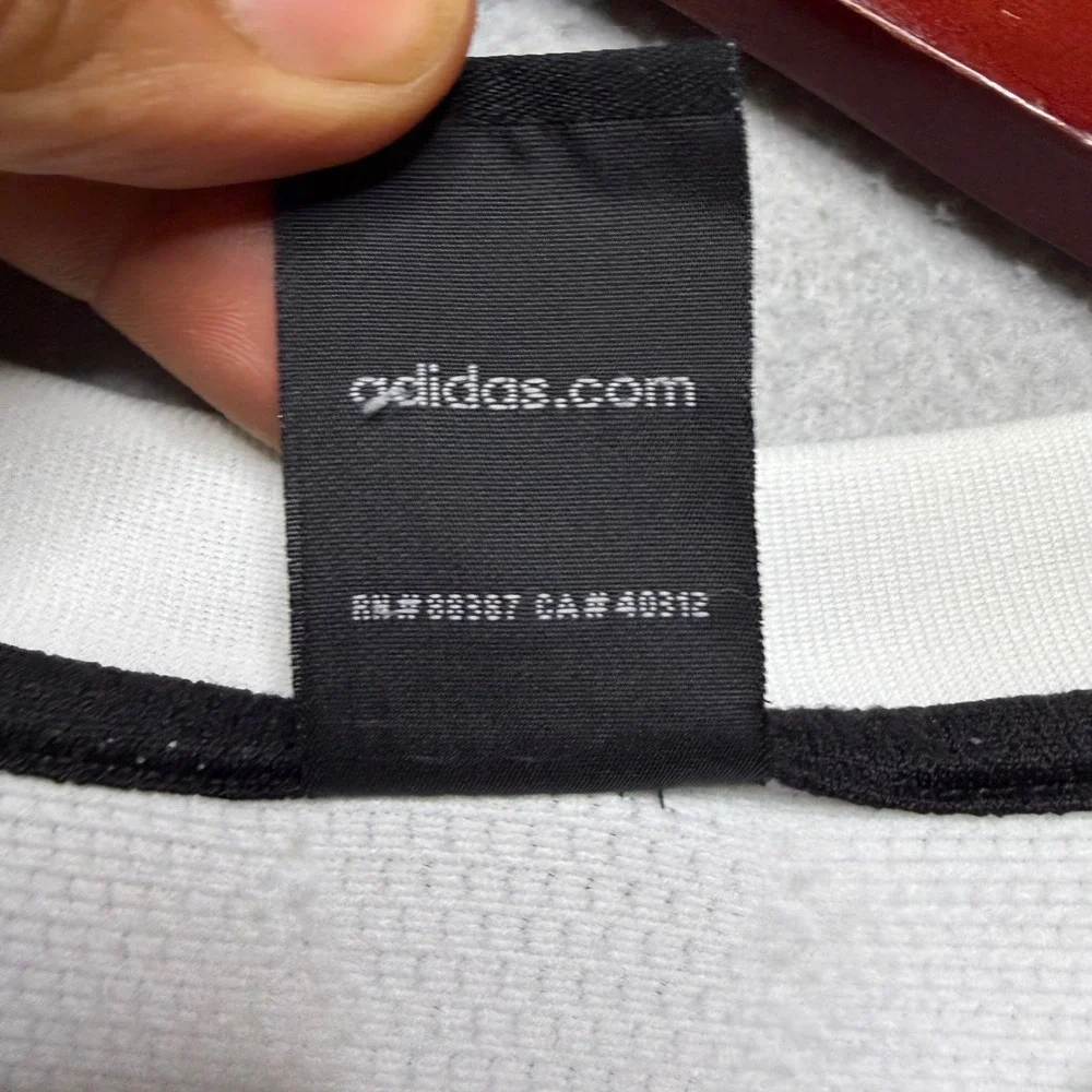 Adidas Shirt Mens Large White Long Sleeve 3 Stripe Y2K Performance Top